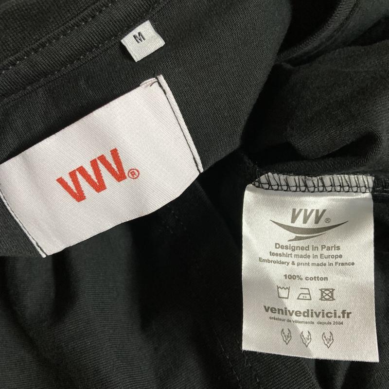 古着 USED Tシャツ 半袖 VVV veni vedi vici / ヴェニヴェディヴィチ コットン ワッペン プリント 半袖 クルーネックTシャツ M M ロゴ、文字 X プリント X  黒 / ブラック / black メンズ USED 古着 中古 50124315