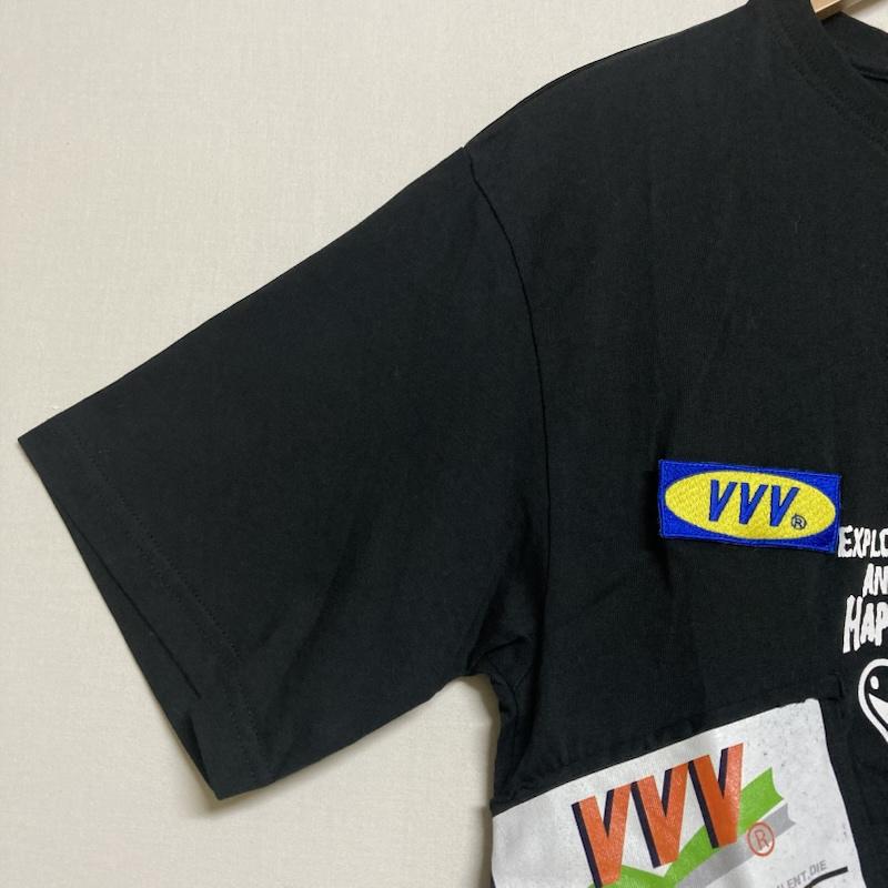 古着 USED Tシャツ 半袖 VVV veni vedi vici / ヴェニヴェディヴィチ コットン ワッペン プリント 半袖 クルーネックTシャツ M M ロゴ、文字 X プリント X  黒 / ブラック / black メンズ USED 古着 中古 50124315