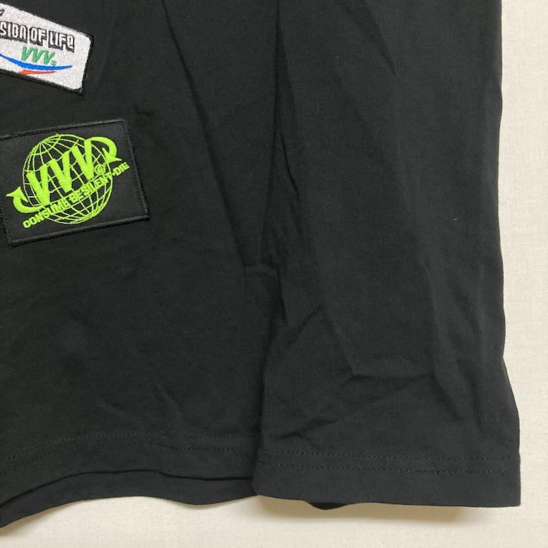 古着 USED Tシャツ 半袖 VVV veni vedi vici / ヴェニヴェディヴィチ コットン ワッペン プリント 半袖 クルーネックTシャツ M M ロゴ、文字 X プリント X  黒 / ブラック / black メンズ USED 古着 中古 50124315