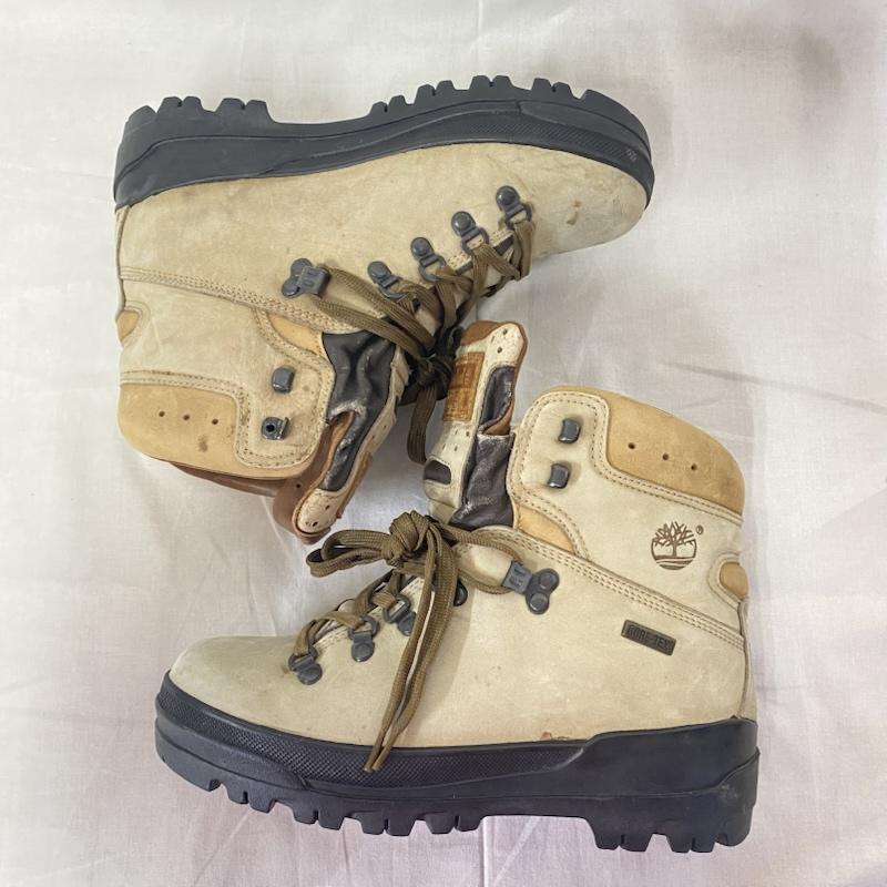 ティンバーランド Timberland アウトドアシューズ アウトドアシューズ world hiker トレッキングブーツ 68015 7M/25cm 25.0cm ロゴ、文字 ベージュ / ベージュ / beige X 灰 / グレー / gray メンズ USED 古着 中古 50124325