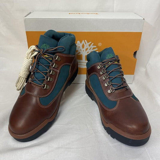 ティンバーランド Timberland ブーツ ショートブーツ the Apartment×Timberland MID LACE UP WATERPROOF FIELD BOOT the old man and the sea US8/26cm US：8 ロゴ、文字 茶 / ブラウン / brown X 緑 / グリーン / green メンズ USED 古着 中古 50124334
