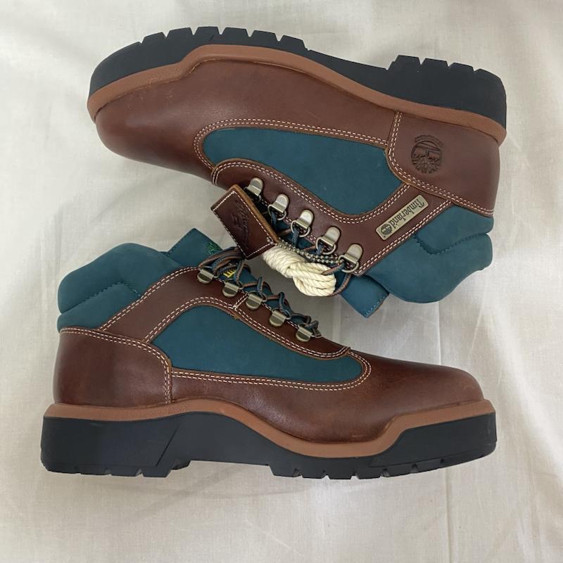 ティンバーランド Timberland ブーツ ショートブーツ the Apartment×Timberland MID LACE UP WATERPROOF FIELD BOOT the old man and the sea US8/26cm US：8 ロゴ、文字 茶 / ブラウン / brown X 緑 / グリーン / green メンズ USED 古着 中古 50124334