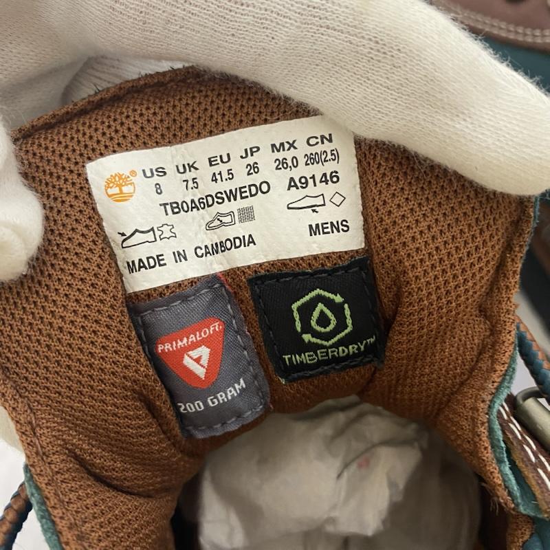 ティンバーランド Timberland ブーツ ショートブーツ the Apartment×Timberland MID LACE UP WATERPROOF FIELD BOOT the old man and the sea US8/26cm US：8 ロゴ、文字 茶 / ブラウン / brown X 緑 / グリーン / green メンズ USED 古着 中古 50124334