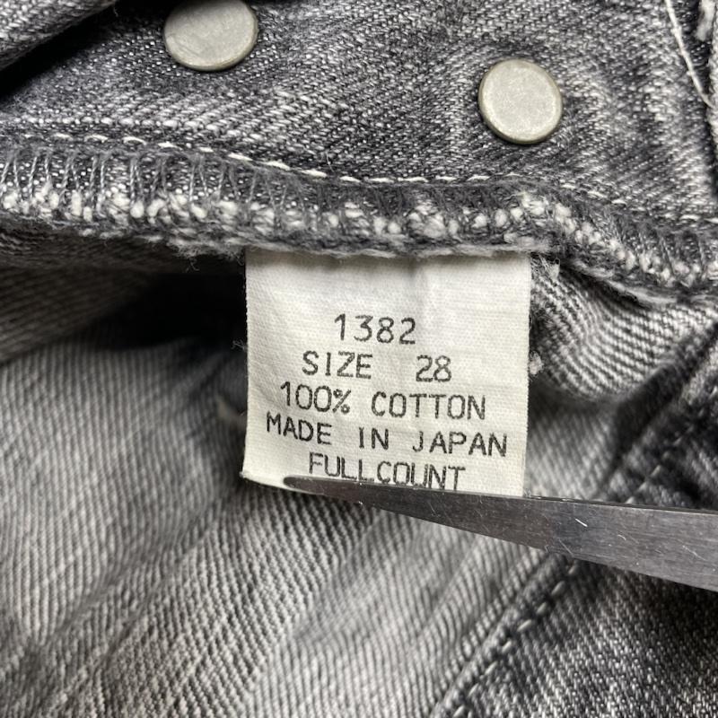 フルカウント FULLCOUNT パンツ デニム、ジーンズ デニム ルーズ ジョグパンツ パッチワーク調 ボタンフライ 裾リブ 28インチ  ダークグレー / ダークグレー / レディース USED 古着 中古 50124562