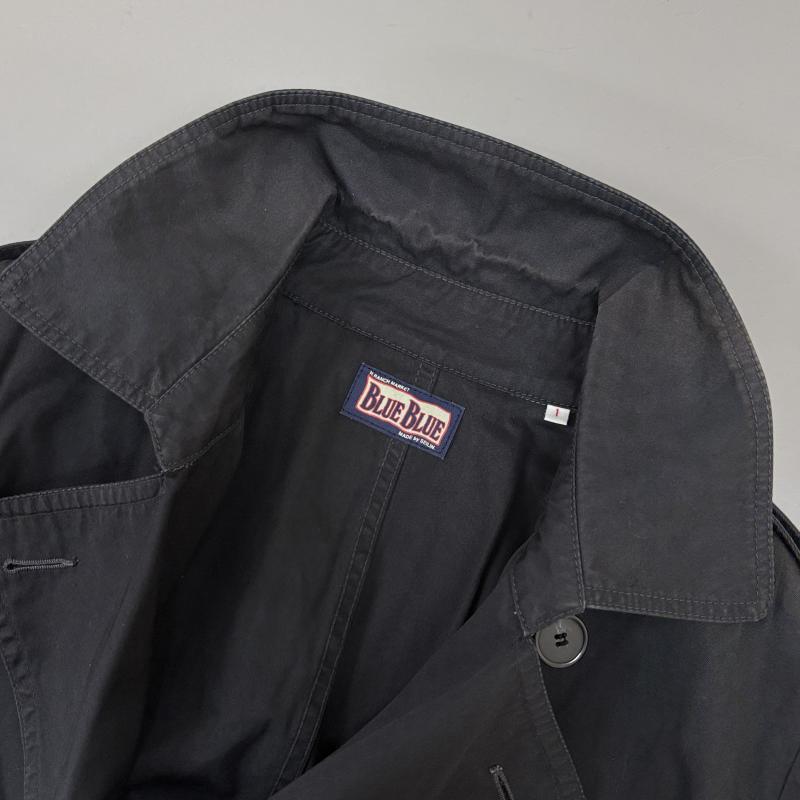 ブルーブルー BLUE BLUE コート トレンチコート 700057-544 JK1647 日本製 ベルト付 トレンチ 1 黒 / ブラック / black メンズ USED 古着 中古 50124933