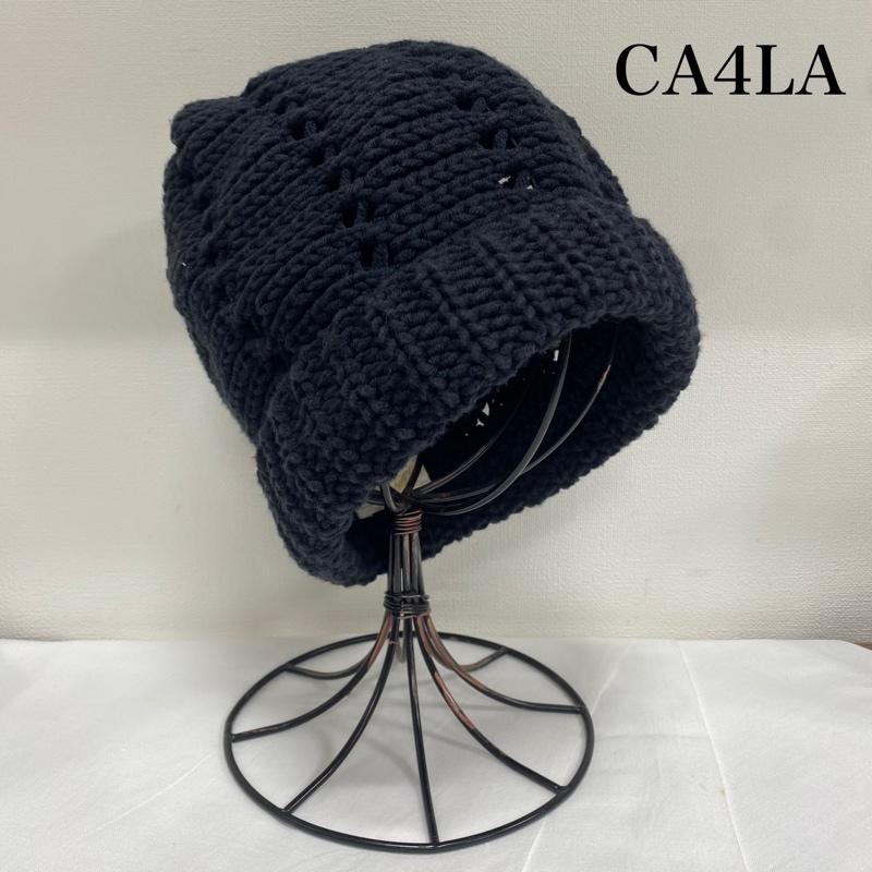 カシラ CA4LA 帽子 ニット帽 ビーニー ローゲージ アクリル混 コットン AOK01156 ユニセックス - 黒 / ブラック / black レディース USED 古着 中古 50125041