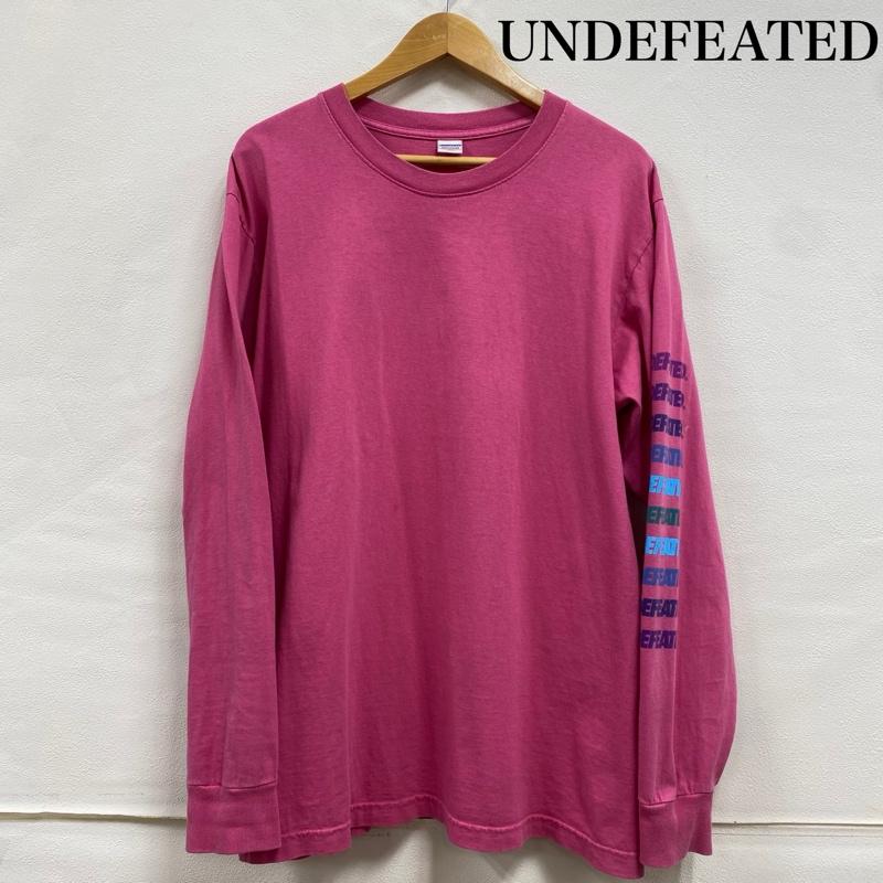 アンディフィーテッド UNDEFEATED Tシャツ 長袖 クルーネック 袖ロゴ プリント 190077001013 M ロゴ、文字 X プリント 桃 / ピンク / pink メンズ USED 古着 中古 50125151