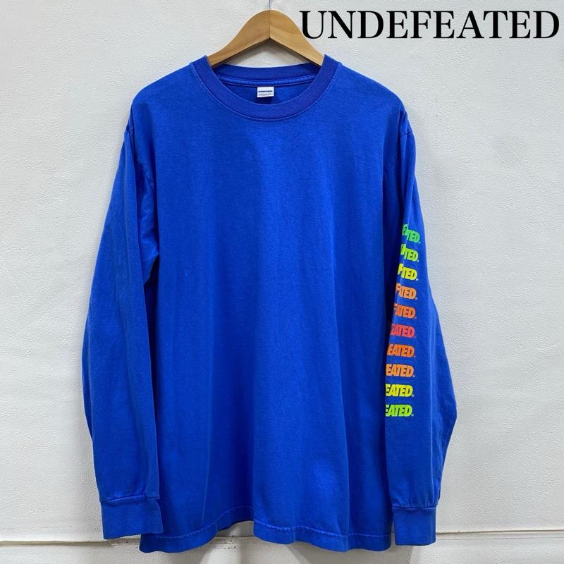 アンディフィーテッド UNDEFEATED Tシャツ 長袖 クルーネック 袖ロゴ プリント 190077001013 M ロゴ、文字 X プリント 青 / ブルー / blue メンズ USED 古着 中古 50125152