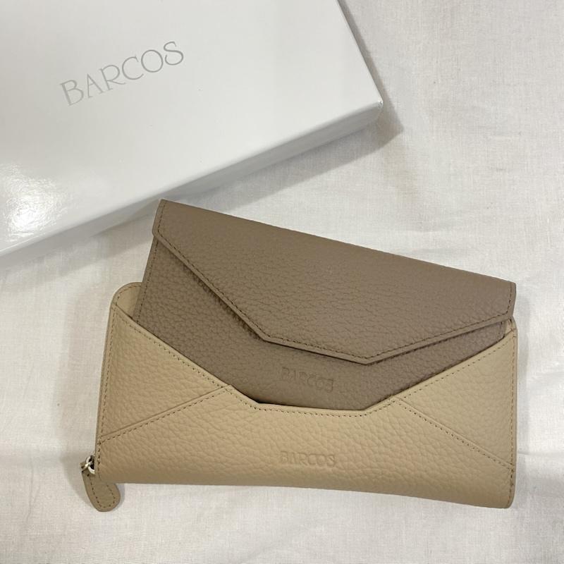 バルコス BARCOS 財布 長財布 ベロニカ シュリンクレザーバイカラーロングウォレット ベージュ 長財布 レザーウォレット ロゴ、文字 ベージュ / ベージュ / beige レディース USED 古着 中古 50125235
