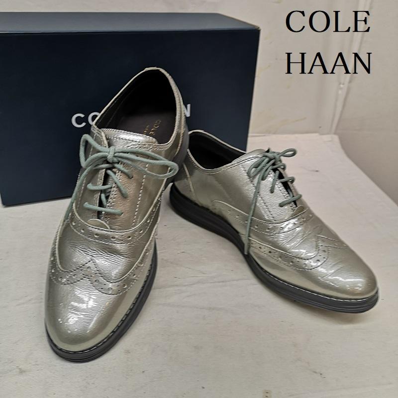コールハーン COLE HAAN 革靴 革靴 ウィングチップ エナメル ルナグランド 23.5cm 銀 / シルバー / silver color レディース USED 古着 中古 50125273