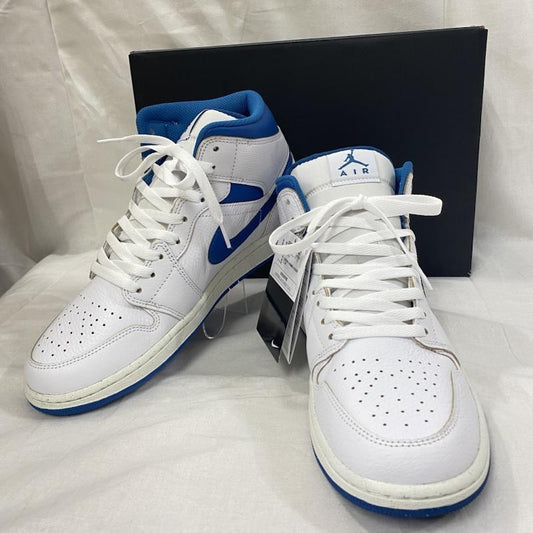エアジョーダン AIR JORDAN スニーカー スニーカー NIKE JORDAN BRAND AIR JORDAN 1 MID SE WHITE/INDUSTRIAL BLUE-SAIL US10/28cm US：10 ロゴ、文字 白 / ホワイト / white X 青 / ブルー / blue メンズ USED 古着 中古 50125361
