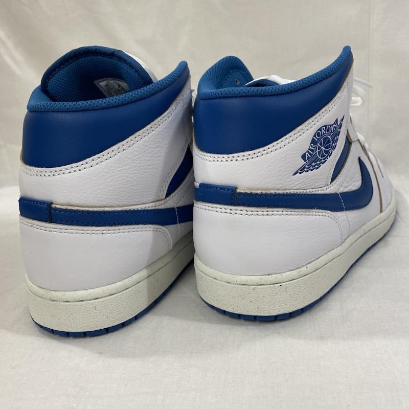 エアジョーダン AIR JORDAN スニーカー スニーカー NIKE JORDAN BRAND AIR JORDAN 1 MID SE WHITE/INDUSTRIAL BLUE-SAIL US10/28cm US：10 ロゴ、文字 白 / ホワイト / white X 青 / ブルー / blue メンズ USED 古着 中古 50125361