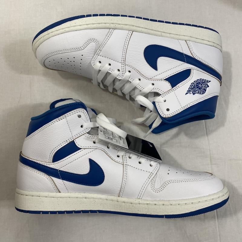 エアジョーダン AIR JORDAN スニーカー スニーカー NIKE JORDAN BRAND AIR JORDAN 1 MID SE WHITE/INDUSTRIAL BLUE-SAIL US10/28cm US：10 ロゴ、文字 白 / ホワイト / white X 青 / ブルー / blue メンズ USED 古着 中古 50125361