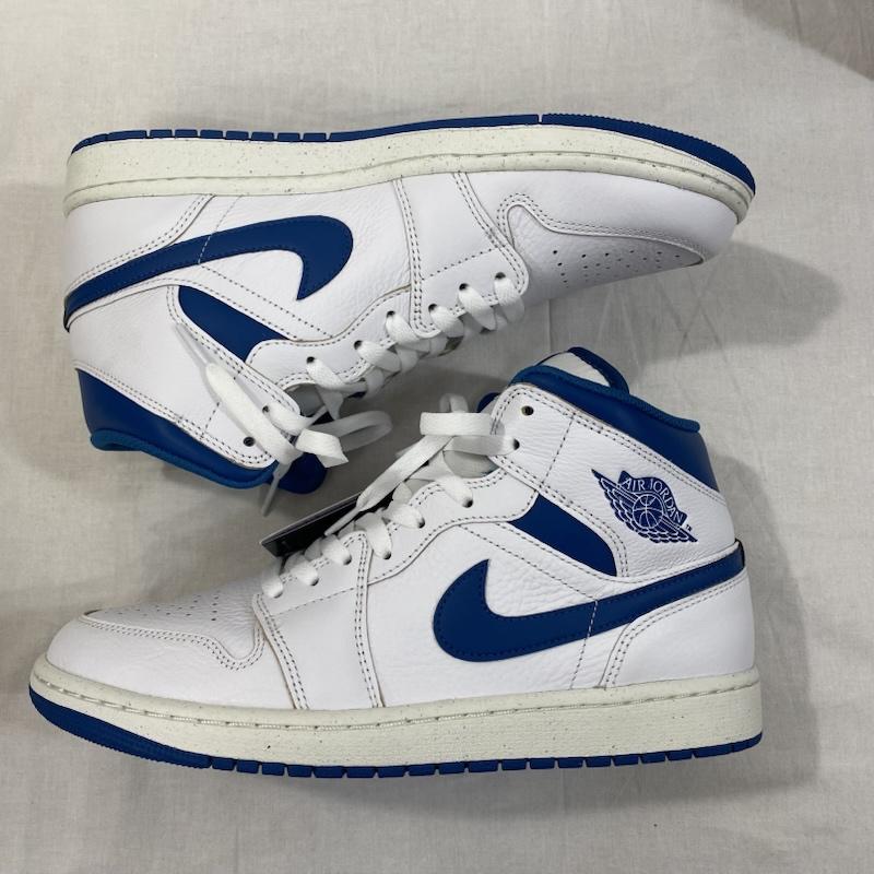 エアジョーダン AIR JORDAN スニーカー スニーカー NIKE JORDAN BRAND AIR JORDAN 1 MID SE WHITE/INDUSTRIAL BLUE-SAIL US10/28cm US：10 ロゴ、文字 白 / ホワイト / white X 青 / ブルー / blue メンズ USED 古着 中古 50125361