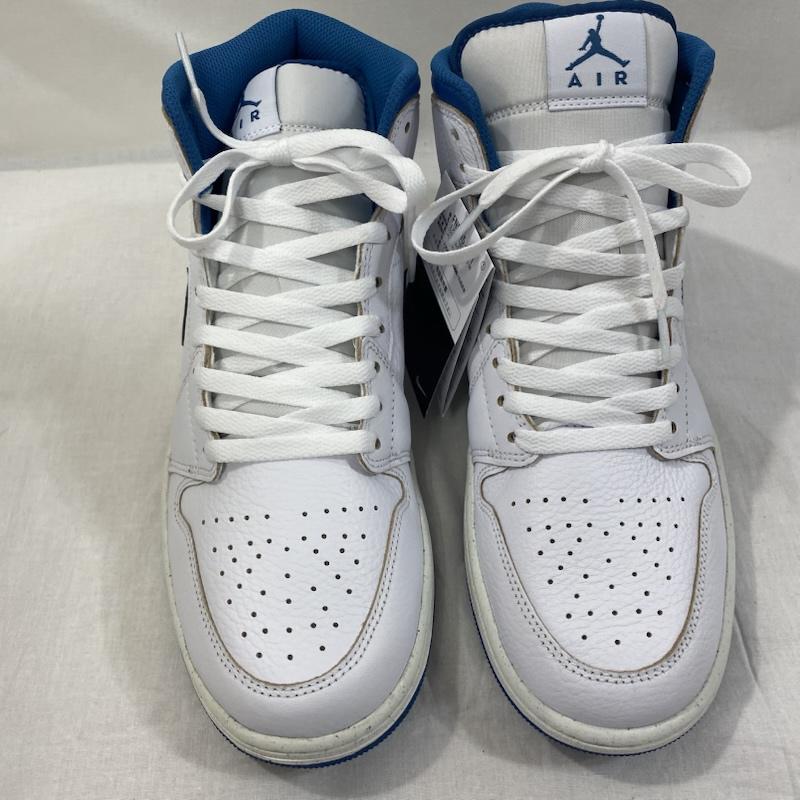 エアジョーダン AIR JORDAN スニーカー スニーカー NIKE JORDAN BRAND AIR JORDAN 1 MID SE WHITE/INDUSTRIAL BLUE-SAIL US10/28cm US：10 ロゴ、文字 白 / ホワイト / white X 青 / ブルー / blue メンズ USED 古着 中古 50125361