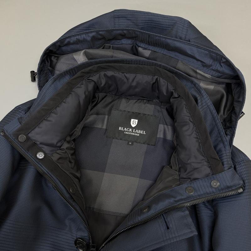 ブラックレーベル・クレストブリッジ BLACK LABEL CRESTBRIDGE コート ダウンコート 51F11-611-28 グレンチェック柄 ダウンライナー フード ミドル丈 2WAY M 紺 / ネイビー / navy メンズ USED 古着 中古 50125531