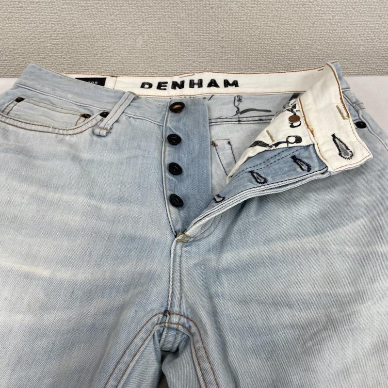 デンハム DENHAM パンツ デニム、ジーンズ RAZOR スリム スキニー フィット デニム パンツ ストレッチ ボタンフライ 27インチ ロゴ、文字 インディゴ / インディゴ / Indigo メンズ USED 古着 中古 50125607