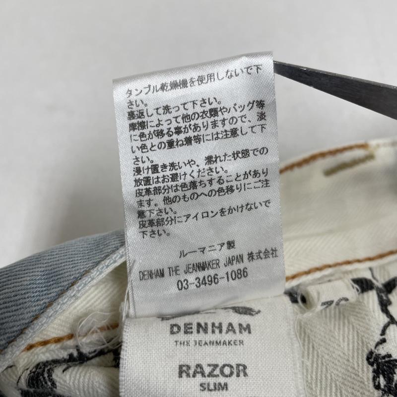 デンハム DENHAM パンツ デニム、ジーンズ RAZOR スリム スキニー フィット デニム パンツ ストレッチ ボタンフライ 27インチ ロゴ、文字 インディゴ / インディゴ / Indigo メンズ USED 古着 中古 50125607