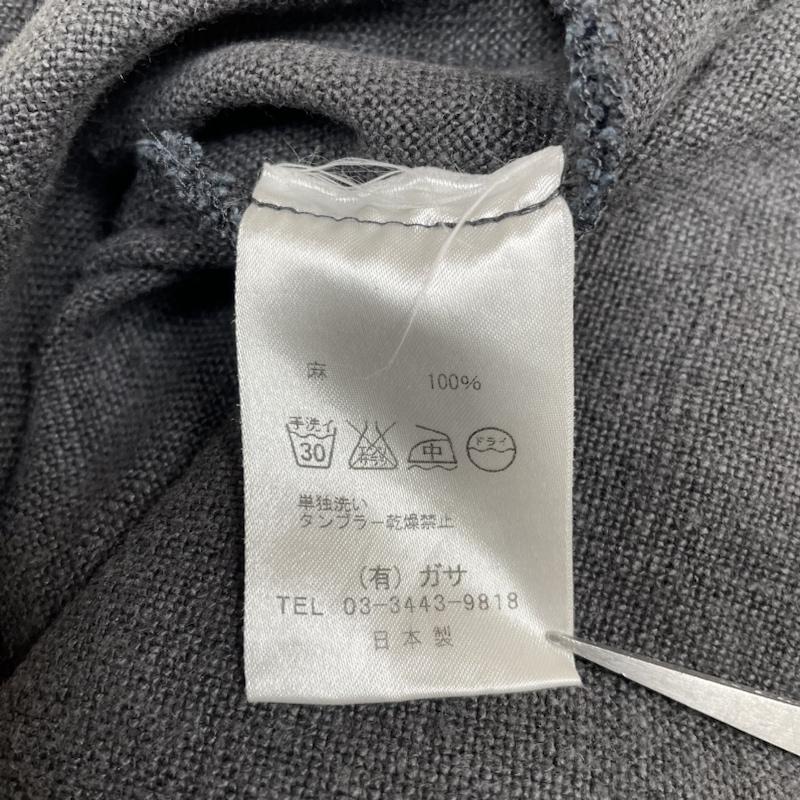 古着 USED ワンピース ロングスカート gasa 五分袖 リネン ウエストタック ロング ワンピース フレア 無地 ダークグレー / ダークグレー / レディース USED 古着 中古 50125619