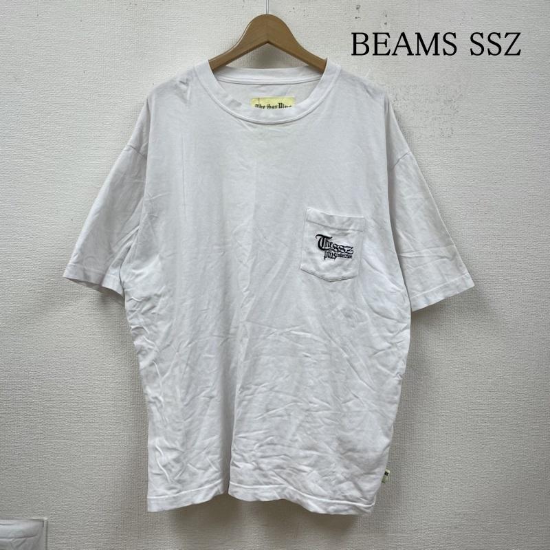 ビームス エスエスゼット BEAMS SSZ Tシャツ 半袖 半袖 Tシャツ ロゴ 刺繍 クルーネック シャツ カットソー L ロゴ、文字 X 刺繍 白 / ホワイト / white メンズ USED 古着 中古 50125657