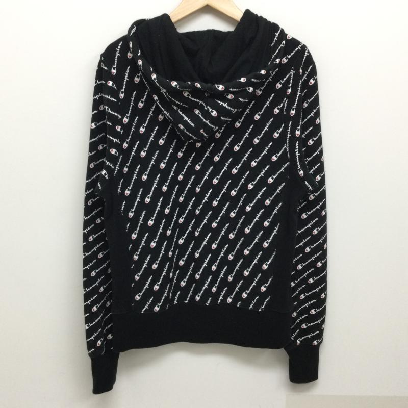 チャンピオン Champion パーカー 長袖 リバースウィーブ 総柄 S 黒 / ブラック / black メンズ USED 古着 中古 50125860