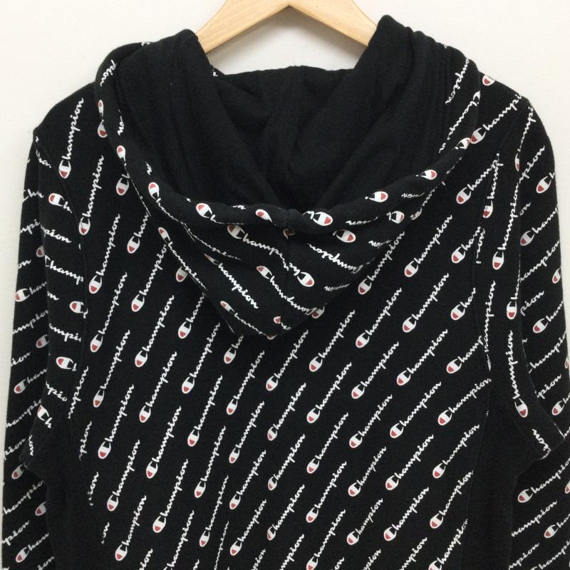チャンピオン Champion パーカー 長袖 リバースウィーブ 総柄 S 黒 / ブラック / black メンズ USED 古着 中古 50125860