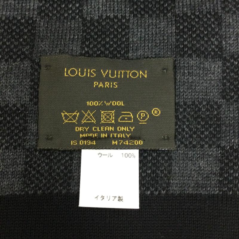 ルイヴィトン LOUIS VUITTON マフラー マフラー M74200/エシャルプ/プティ/ダミエ/マフラー/ウール/BLK/総柄/ユニセックス - 総柄 黒 / ブラック / black メンズ USED 古着 中古 50125941