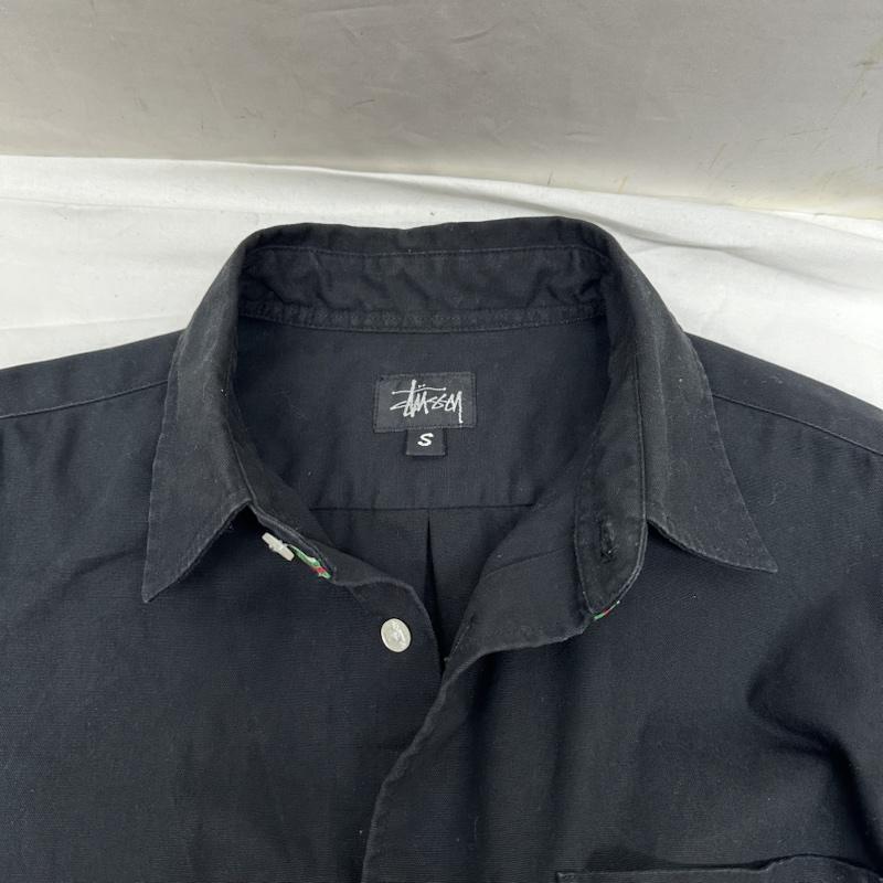 ステューシー STUSSY シャツ、ブラウス 長袖 クラウン ロゴ ライン シャツ S 黒 / ブラック / black メンズ USED 古着 中古 50125946