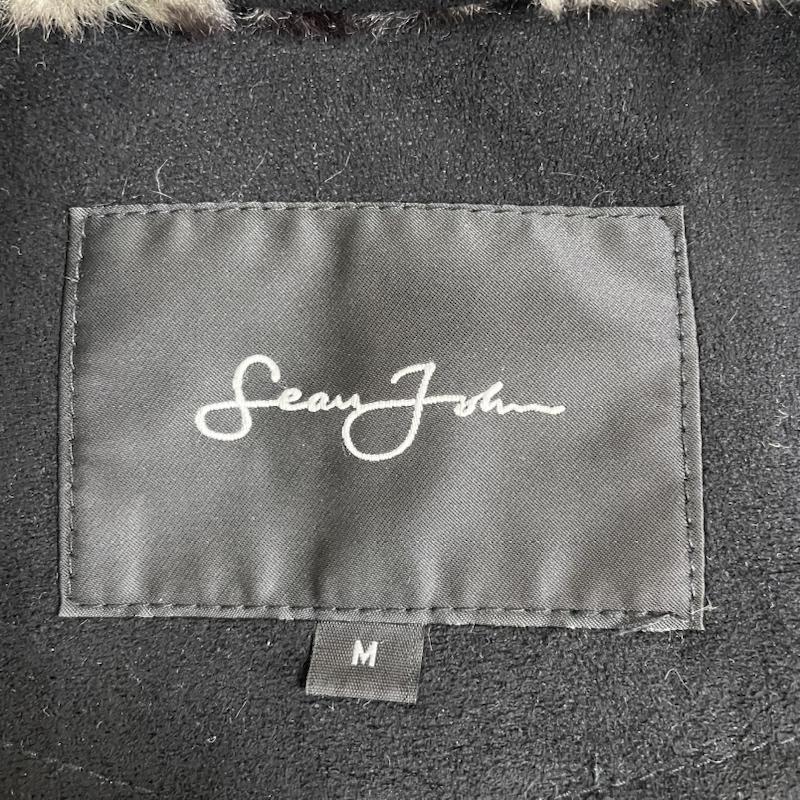 ショーンジョン SEANJOHN ジャケット、上着 ジャンパー、ブルゾン ボア スエード レザー ジャケット シングル ライダース 裏地 ファー ボア ロゴ 刺繍 M ロゴ、文字 X 刺繍 黒 / ブラック / black メンズ USED 古着 中古 50125956