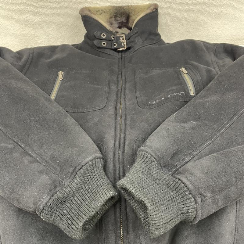 ショーンジョン SEANJOHN ジャケット、上着 ジャンパー、ブルゾン ボア スエード レザー ジャケット シングル ライダース 裏地 ファー ボア ロゴ 刺繍 M ロゴ、文字 X 刺繍 黒 / ブラック / black メンズ USED 古着 中古 50125956
