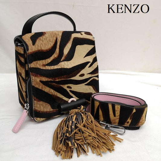 ケンゾー KENZO ショルダーバッグ ショルダーバッグ Sailor pony hair leather bag ハラコ ゼブラ 2WAY ショルダー バッグ - 茶 / ブラウン / brown X 桃 / ピンク / pink レディース USED 古着 中古 50126010