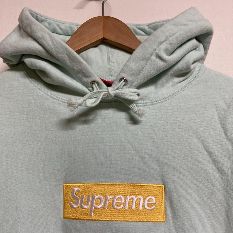 シュプリーム Supreme パーカー 長袖 ボックス刺繍ロゴ ヘビーウェイト 裏起毛 スウェット プルオーバーパーカー M ミント M ロゴ、文字 X 刺繍 水色 / ライトブルー / メンズ USED 古着 中古 50126063
