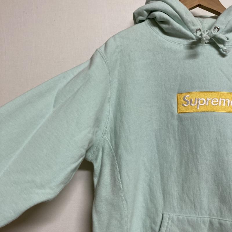 シュプリーム Supreme パーカー 長袖 ボックス刺繍ロゴ ヘビーウェイト 裏起毛 スウェット プルオーバーパーカー M ミント M ロゴ、文字 X 刺繍 水色 / ライトブルー / メンズ USED 古着 中古 50126063