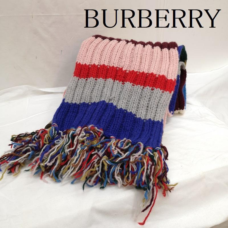 バーバリー BURBERRY マフラー マフラー フリンジ マルチ ボーダー マフラー ウール 4065375 - メンズ USED 古着 中古 50126218