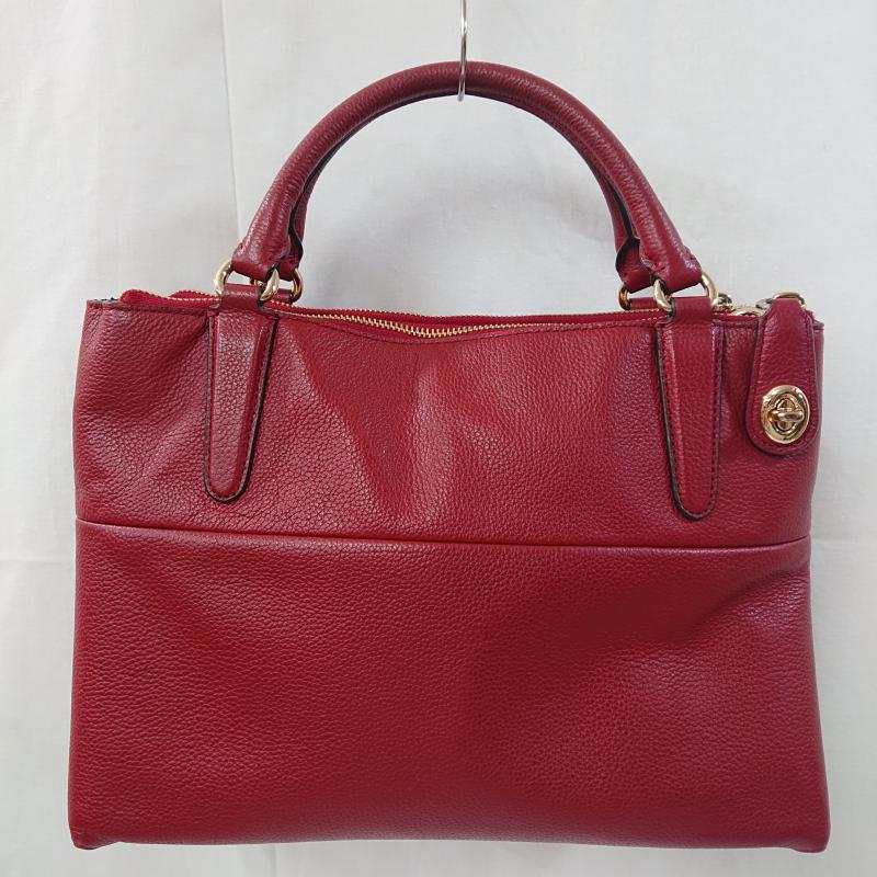 コーチ COACH ショルダーバッグ ショルダーバッグ COACH コーチ The Small Turnlock Borough スモール ターンロック ボロー 2WAY ショルダーバッグ ハンドバッグ H1493 33732 無地 X ロゴ、文字 赤 / レッド / red レディース USED 古着 中古 50126587