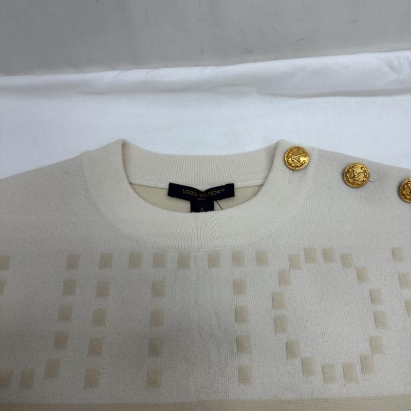 ルイヴィトン LOUIS VUITTON ニット、セーター 長袖 23ss 1AAXCL チャンキー ストライプ プルオーバー ニット RW231W S アイボリー / アイボリー / レディース USED 古着 中古 50126594