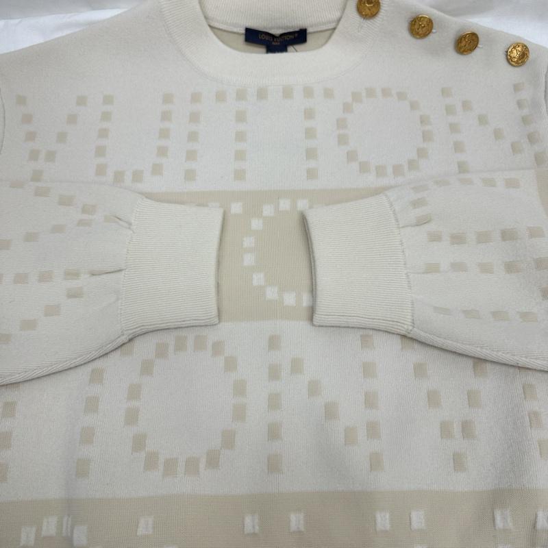 ルイヴィトン LOUIS VUITTON ニット、セーター 長袖 23ss 1AAXCL チャンキー ストライプ プルオーバー ニット RW231W S アイボリー / アイボリー / レディース USED 古着 中古 50126594