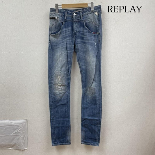 リプレイ REPLAY パンツ デニム、ジーンズ デニム ジーパン ジーンズ ダメージ加工 ストレート ボタンフライ 26インチ 無地 インディゴ / インディゴ / Indigo レディース USED 古着 中古 50126612