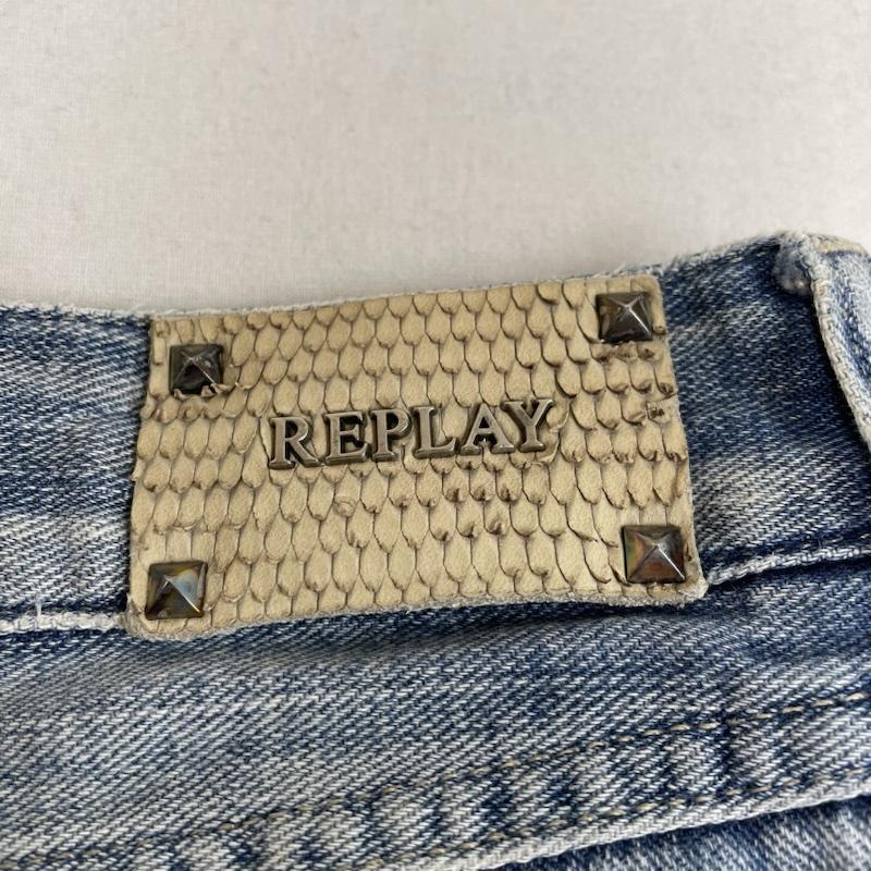 リプレイ REPLAY パンツ デニム、ジーンズ デニム ジーパン ジーンズ ダメージ加工 ストレート ボタンフライ 26インチ 無地 インディゴ / インディゴ / Indigo レディース USED 古着 中古 50126612