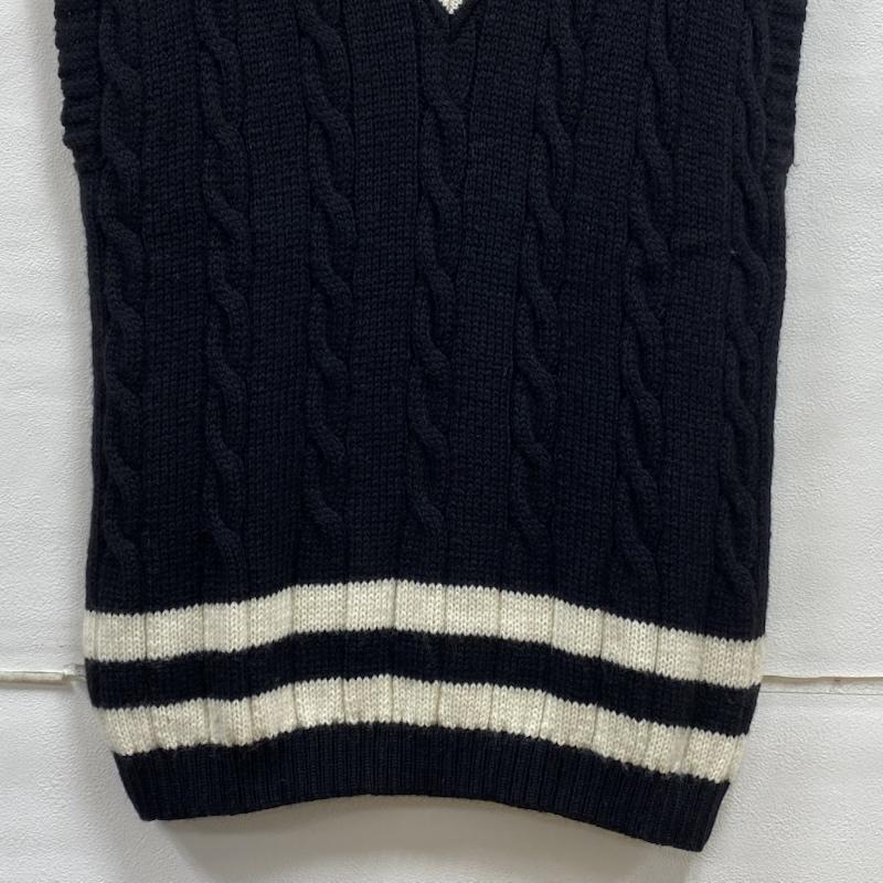 オールダービーニットウェア Oldderby Knitwear ベスト ベスト Vネック ケーブル ニット セーター イギリス製 M 黒 / ブラック / black X 白 / ホワイト / white レディース USED 古着 中古 50126664