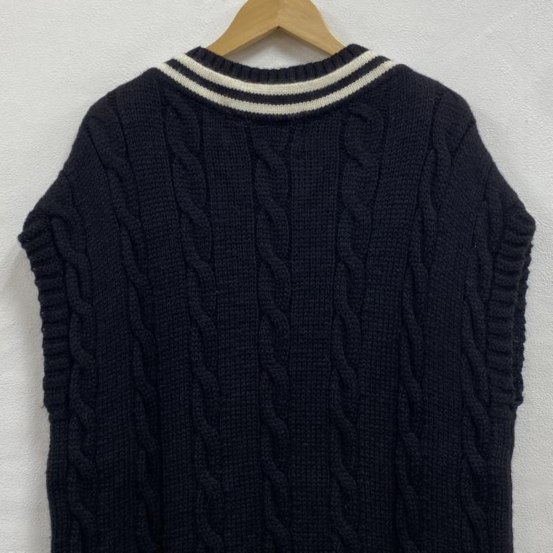 オールダービーニットウェア Oldderby Knitwear ベスト ベスト Vネック ケーブル ニット セーター イギリス製 M 黒 / ブラック / black X 白 / ホワイト / white レディース USED 古着 中古 50126664