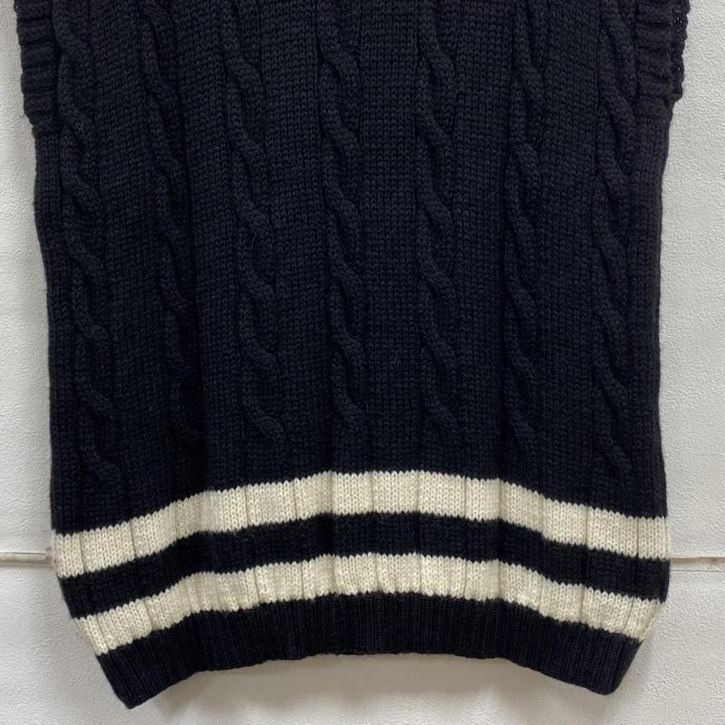 オールダービーニットウェア Oldderby Knitwear ベスト ベスト Vネック ケーブル ニット セーター イギリス製 M 黒 / ブラック / black X 白 / ホワイト / white レディース USED 古着 中古 50126664