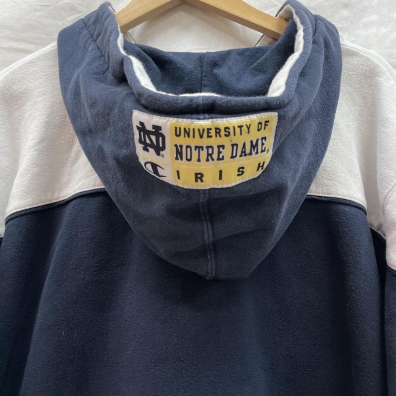 チャンピオン Champion パーカー 長袖 CS1942190 Notre Dame Fighting ノートル ダム ファイティング レプラコーン XXL 紺 / ネイビー / navy X 白 / ホワイト / white メンズ USED 古着 中古 50126736