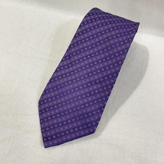 セリーヌ CELINE ネクタイ ネクタイ トリオンフ柄 シルクネクタイ PURPLE 総柄 ロゴ、文字 紫 / パープル / purple メンズ USED 古着 中古 50126855