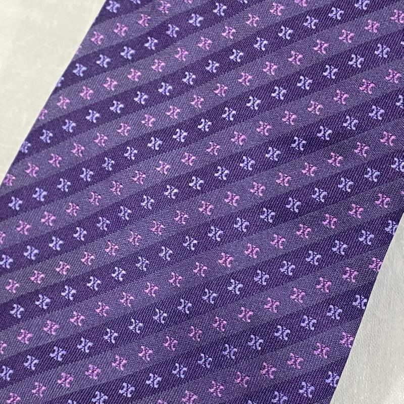 セリーヌ CELINE ネクタイ ネクタイ トリオンフ柄 シルクネクタイ PURPLE 総柄 ロゴ、文字 紫 / パープル / purple メンズ USED 古着 中古 50126855