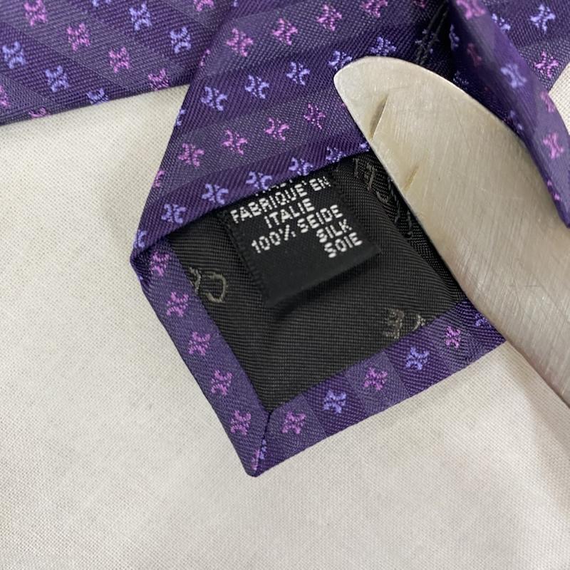 セリーヌ CELINE ネクタイ ネクタイ トリオンフ柄 シルクネクタイ PURPLE 総柄 ロゴ、文字 紫 / パープル / purple メンズ USED 古着 中古 50126855
