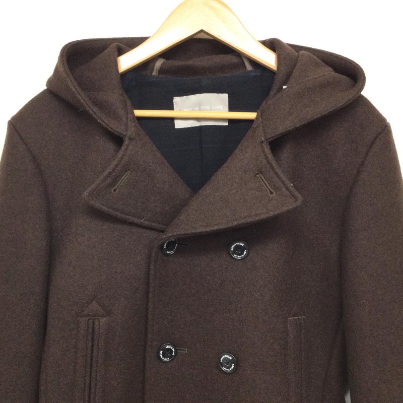 アデイインザライフ ユナイテッドアローズ A day in the life UNITED ARROWS コート ピーコート フード付き メルトン Pコート 6225 648 0415 M 茶 / ブラウン / brown メンズ USED 古着 中古 50126874