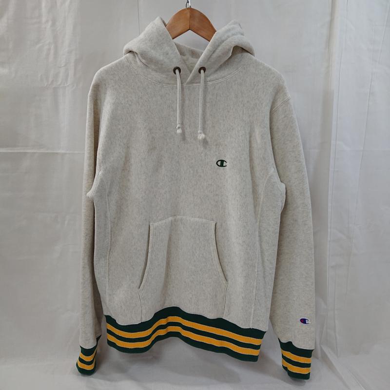 チャンピオン Champion パーカー 長袖 Champion チャンピオン パーカー REVERSE WEAVE 裏起毛 C3-S109 M 無地 X ワンポイント X ボーダー柄 オフホワイト / オフホワイト / メンズ USED 古着 中古 50126960