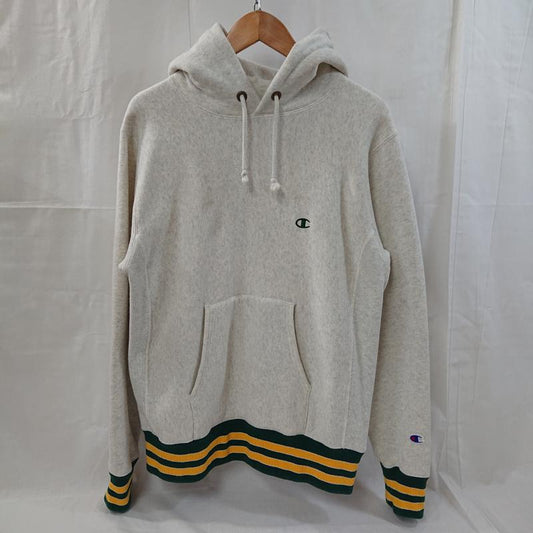 チャンピオン Champion パーカー 長袖 Champion チャンピオン パーカー REVERSE WEAVE 裏起毛 C3-S109 M 無地 X ワンポイント X ボーダー柄 オフホワイト / オフホワイト / メンズ USED 古着 中古 50126960