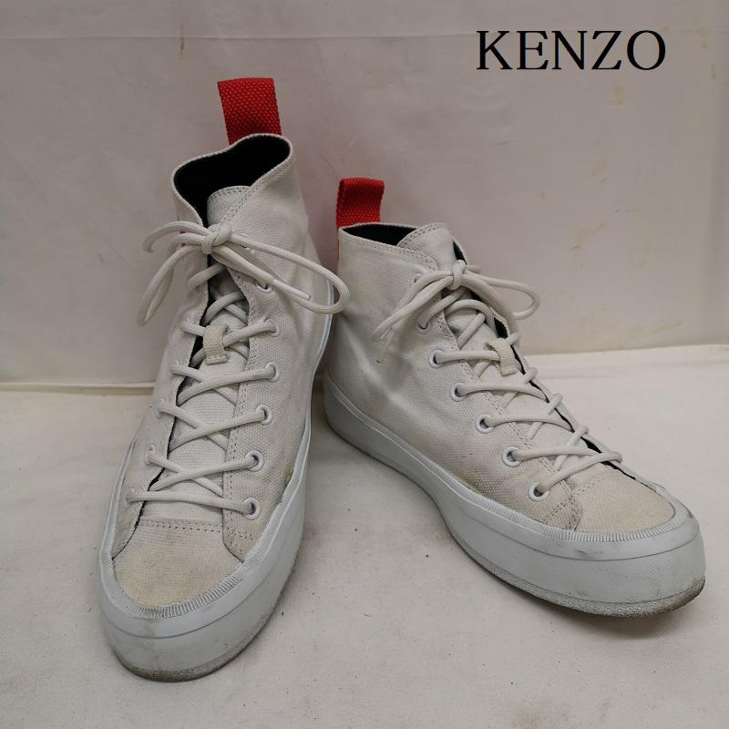 ケンゾー KENZO スニーカー スニーカー ハイカット スニーカー K Street キャンバス ロゴ 40 25.0cm 白 / ホワイト / white メンズ USED 古着 中古 50126974